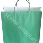 burgu saplı beyaz kraft poşet yeşil