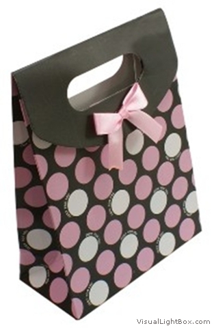 Puantiyeli kurdelalı karton çanta