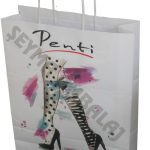 Büküm saplı beyaz kağıt poşet